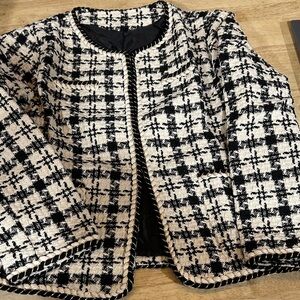 Chic Black and White Tweed Jacket